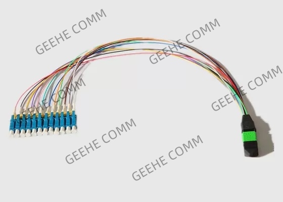 0.9mm Single Mode 12 Cores MPO To12 LC Optical Patch Cord