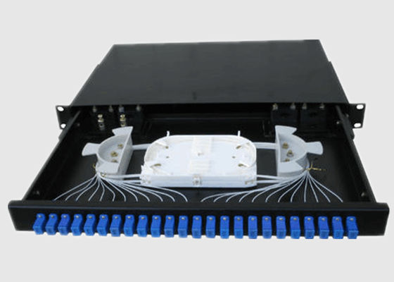 FTTH 1U 19 Inch 24 Port Fiber Patch Panel With Adapter