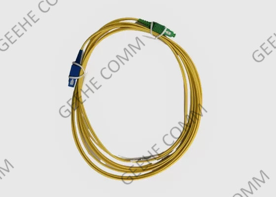 Yellow 100M SC APC to SC UPC Duplex Fiber Patch Cord Multimode