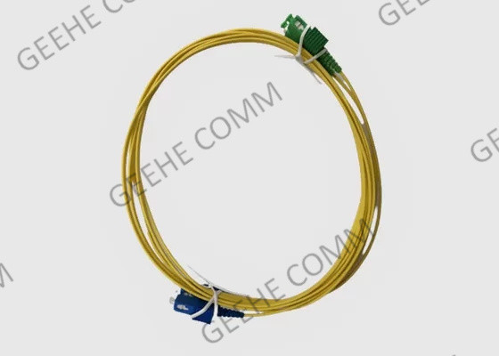 Yellow 100M SC APC to SC UPC Duplex Fiber Patch Cord Multimode