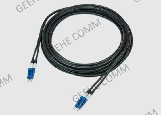 Outdoor Duplex LC 2 Core Armored Fiber Optic Patch Cord Single Mode Waterproof