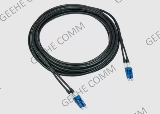 Outdoor Duplex LC 2 Core Armored Fiber Optic Patch Cord Single Mode Waterproof