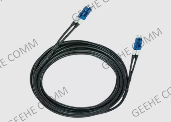 Outdoor Duplex LC 2 Core Armored Fiber Optic Patch Cord Single Mode Waterproof