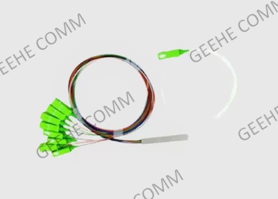 Single Mode Steel Tube 1x8 SC/APC Mini Fiber Optic PLC Splitter 0.9mm