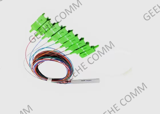 Single Mode Steel Tube 1x8 SC/APC Mini Fiber Optic PLC Splitter 0.9mm