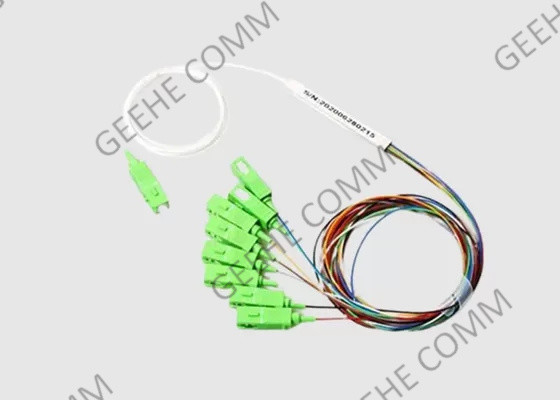 Single Mode Steel Tube 1x8 SC/APC Mini Fiber Optic PLC Splitter 0.9mm