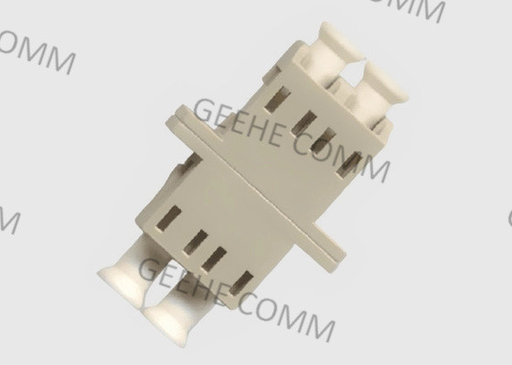 MM LC UPC Duplex Beige OM3 Fiber Optic Cable Adapter With Flanges
