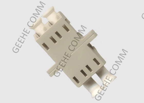 MM LC UPC Duplex Beige OM3 Fiber Optic Cable Adapter With Flanges