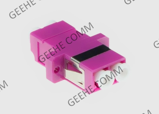 LC/UPC Fiber Optic Cable Adapter Duplex MM OM4 Flanged Violet Mikrolink OM4 Fiber
