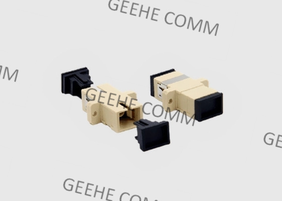 Single Mode Simplex Color Beige SC UPC Fiber Optic Cable Adapter With Flanges