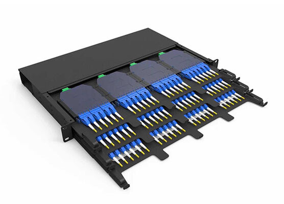 HD Patch Panel Multimode OM2 Fiber Type 1U Panel Height Provides Fiber Optic Network Connectivity and Cable Routing
