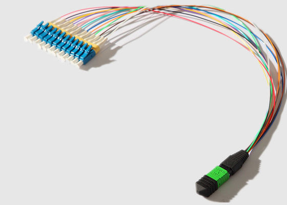 0.9mm Single Mode 12 Cores MPO To12 LC Optical Patch Cord