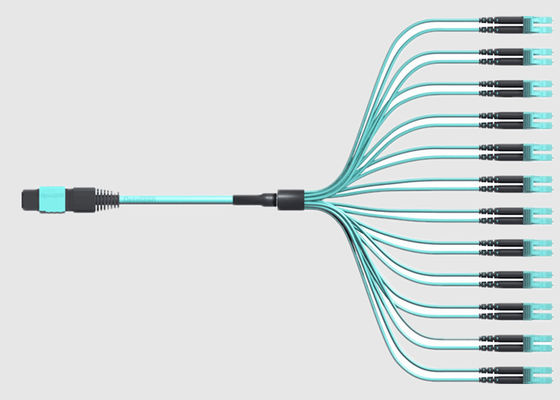 50/125 Multimode MPO To 12x LC Duplex OM4 Fiber Optic Cables