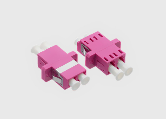LC/UPC Fiber Optic Cable Adapter Duplex MM OM4 Flanged Violet Mikrolink OM4 Fiber