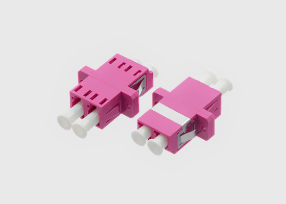 LC/UPC Fiber Optic Cable Adapter Duplex MM OM4 Flanged Violet Mikrolink OM4 Fiber