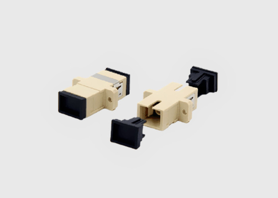 Single Mode Simplex Color Beige SC UPC Fiber Optic Cable Adapter With Flanges