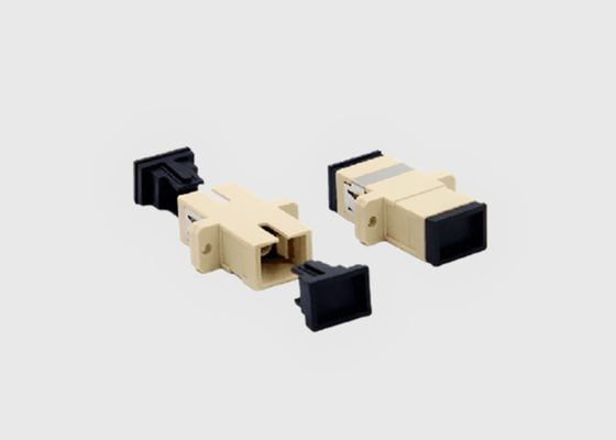 Single Mode Simplex Color Beige SC UPC Fiber Optic Cable Adapter With Flanges