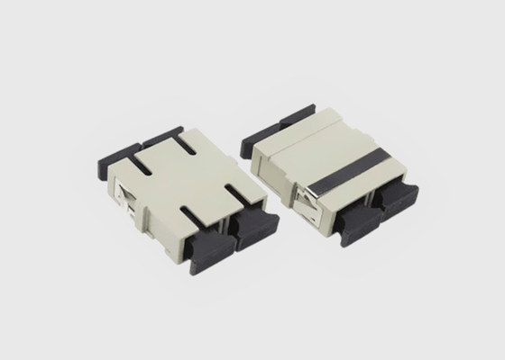 Multi Mode Beige Fiber Optic SC SC Duplex Coupler With Flange