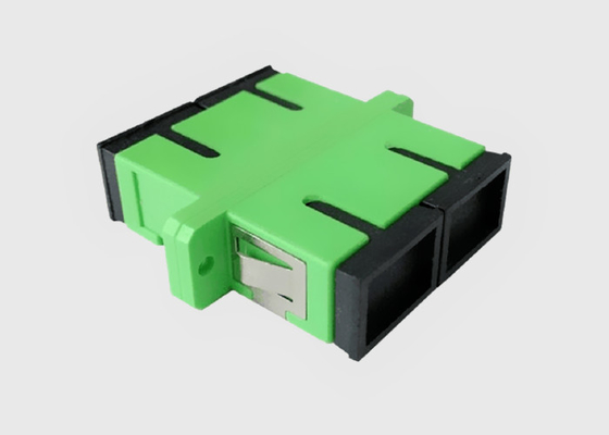 Multi Mode Duplex Plastic Green SC APC Bulkhead Adapter With Flanges